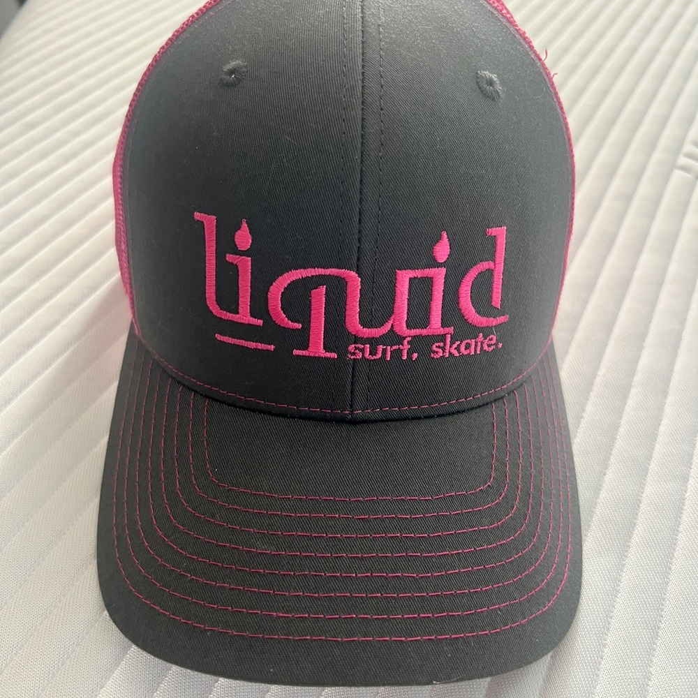 Liquid Surf and Skate Black and Hot Pink Cap/Hat